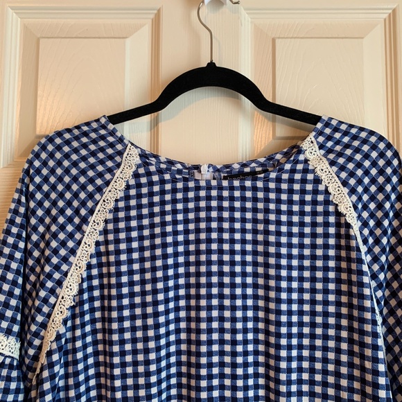 Gingham Print Embroidered Smock Dress - Picture 7 of 10